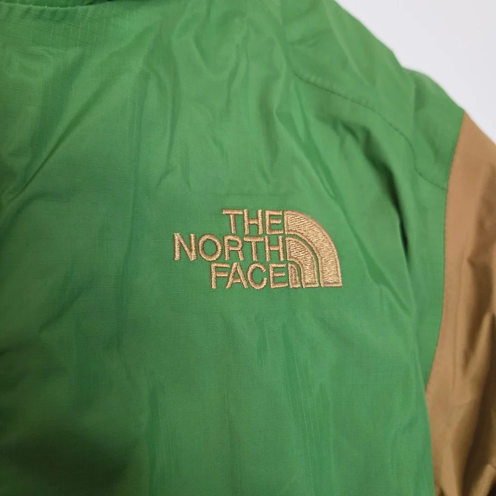 The North Face HyVent Jacket Mens Small Green Tan Notre Dame Fleece Lined Hooded